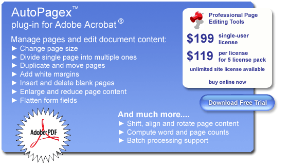 AutoPagex Plug-in for Adobe Acrobat