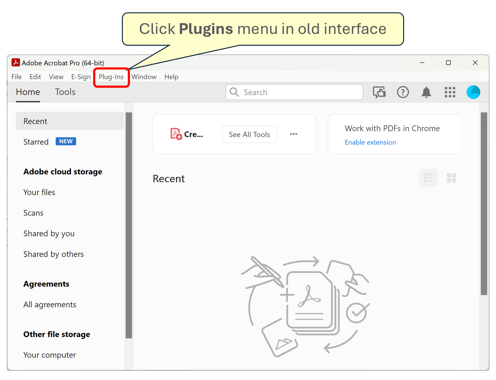 Plugins menu in old Adobe Acrobat interface