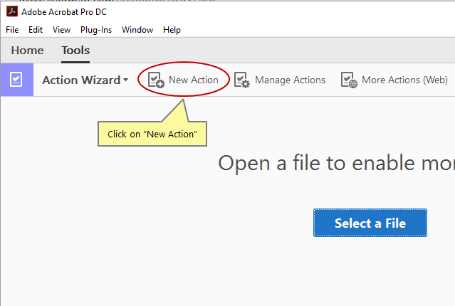 Press New Action button