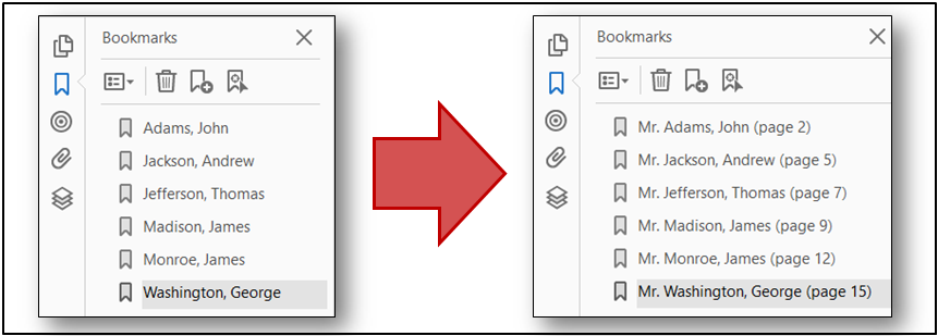 Adding text to PDF bookmarks