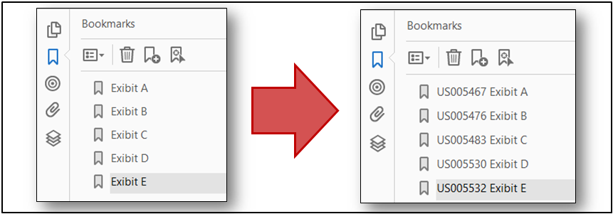 Insert Bates numbers into PDF bookmarks