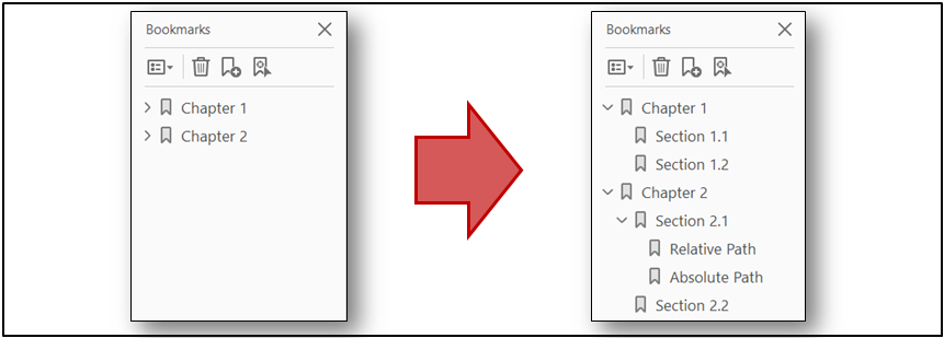 Expand or collapse PDF bookmarks
