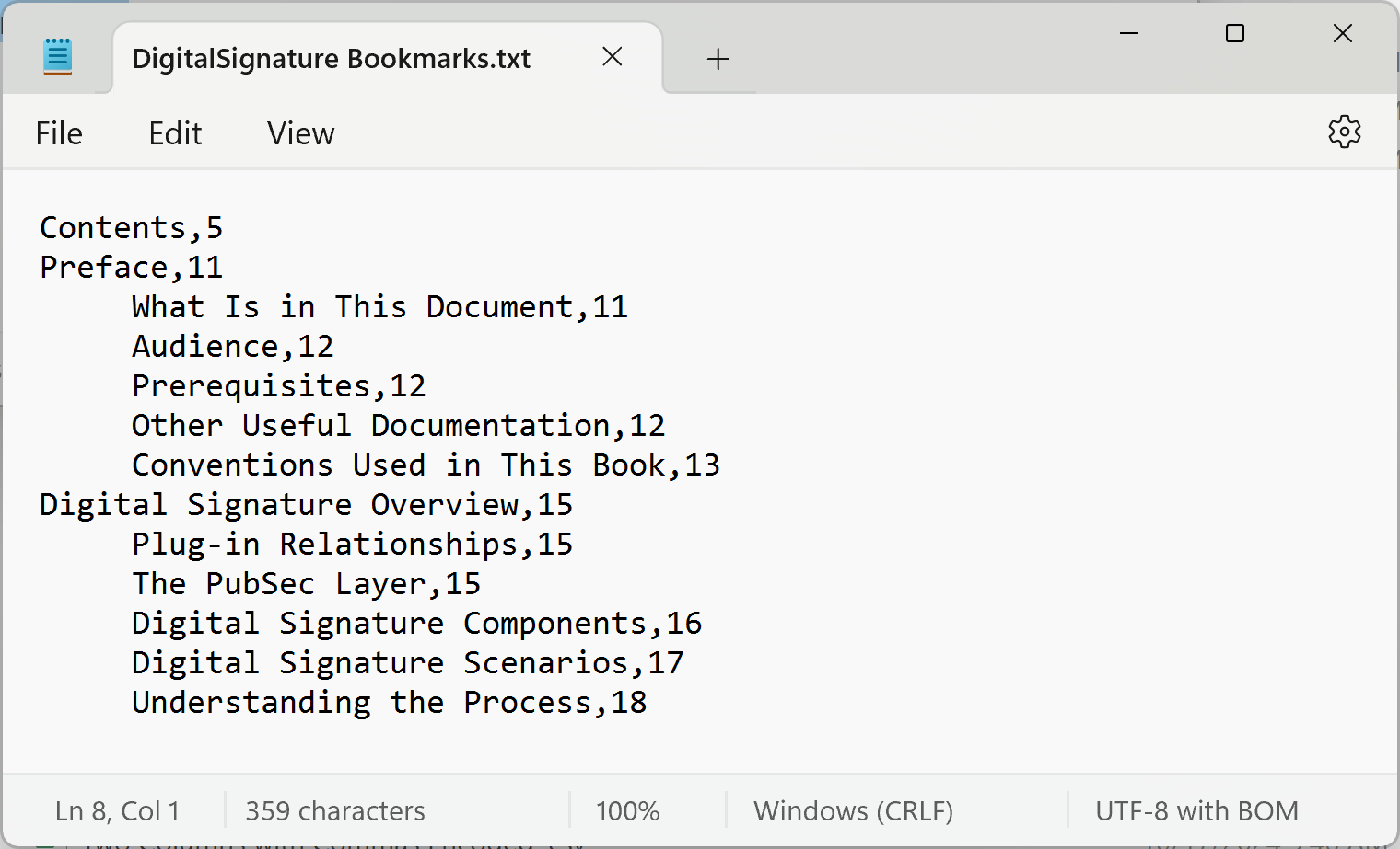 Sample control file used in the tutorial