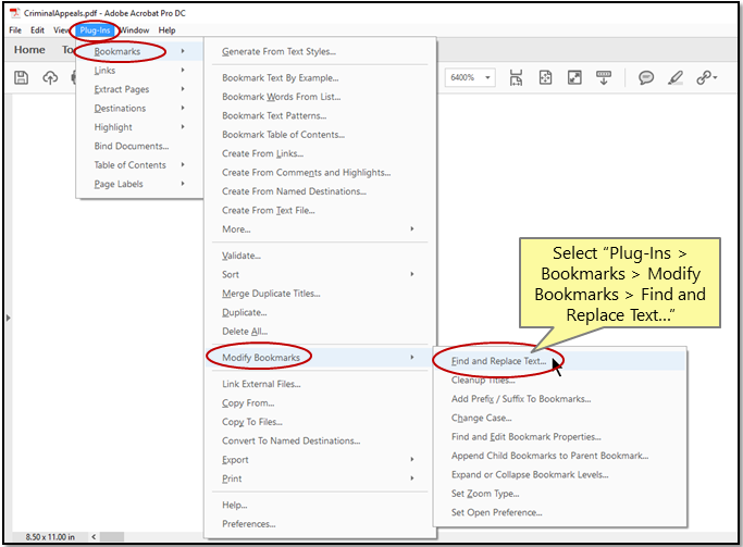 Search and Replace PDF Bookmarks Using The AutoBookmark™ Plug-in 
