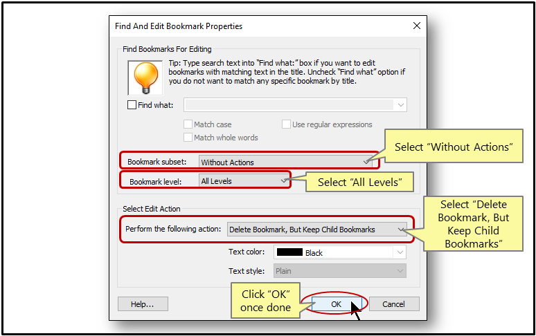 Delete, Move and Style PDF Bookmarks Using The AutoBookmark™ Plug-in