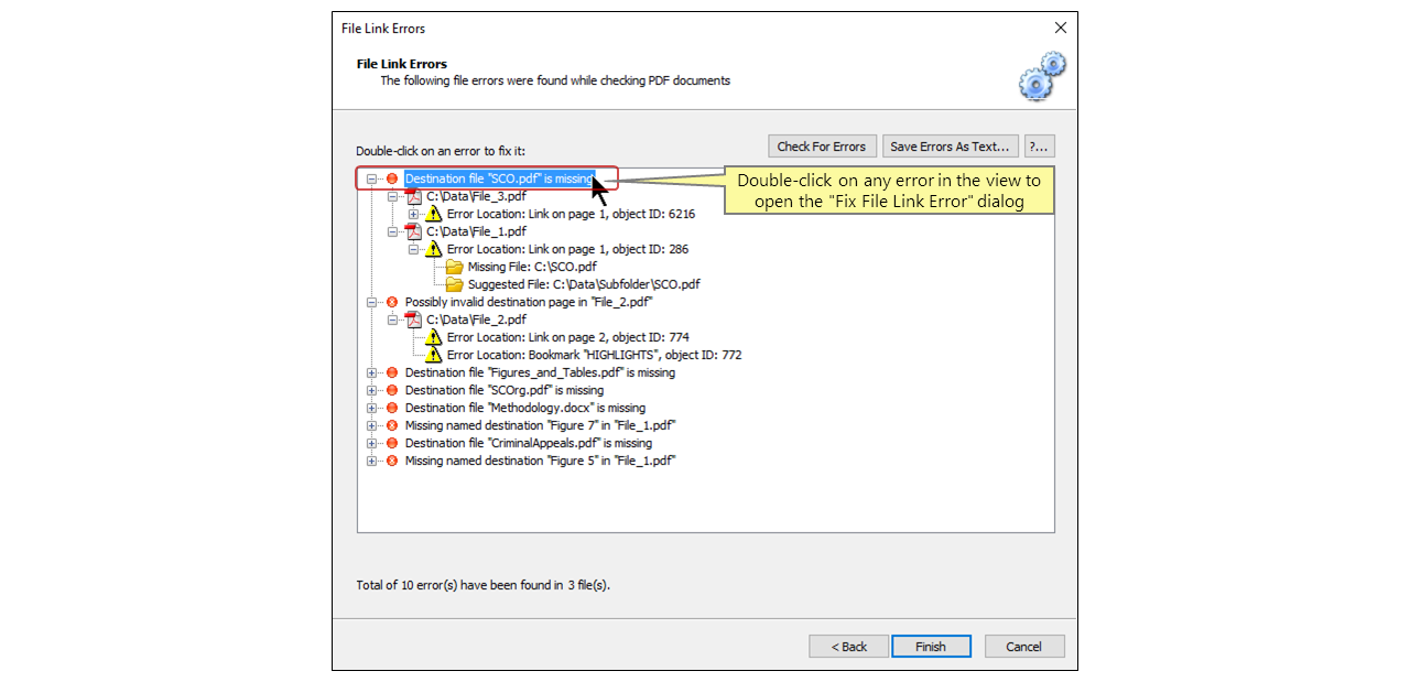 Fixing File Link Errors in PDF Document Sets