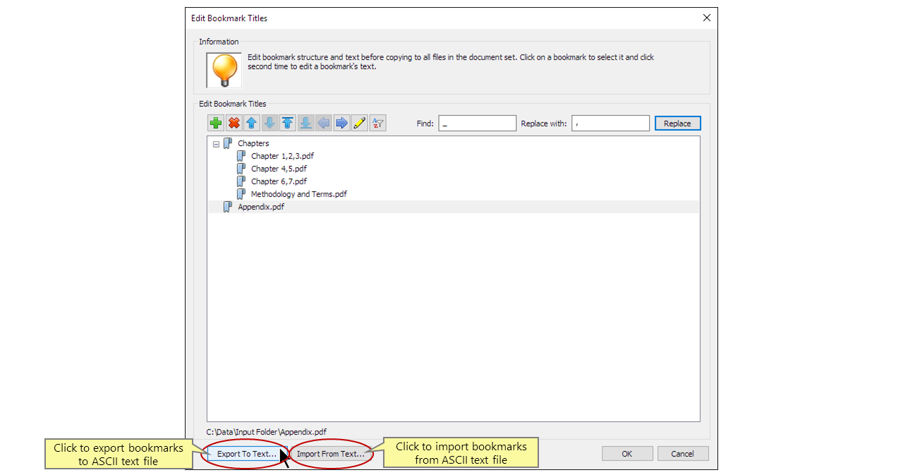 Adding PDF Bookmarks to Files