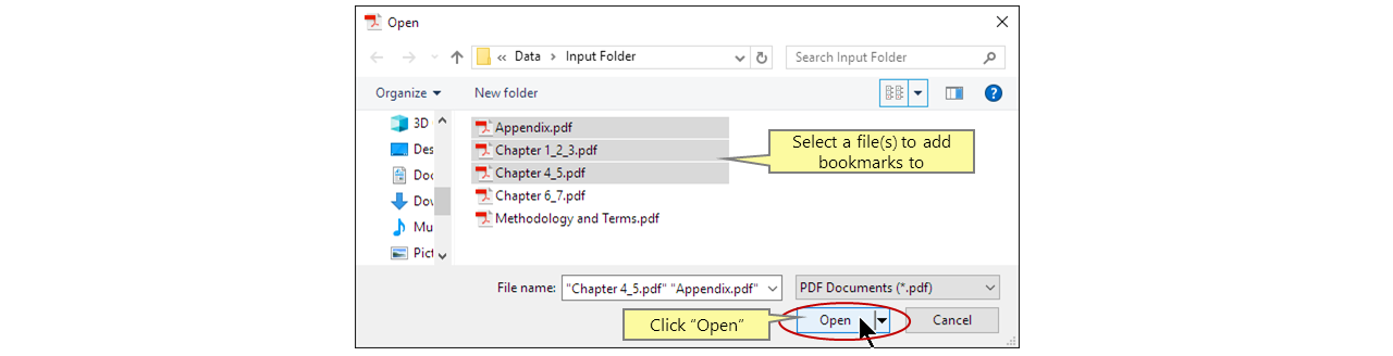 Adding PDF Bookmarks to Files