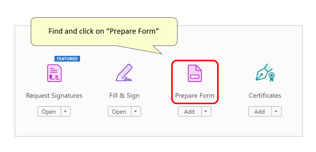open prepare form