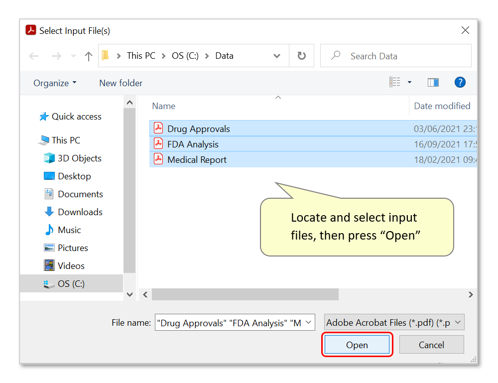 select input file(s)