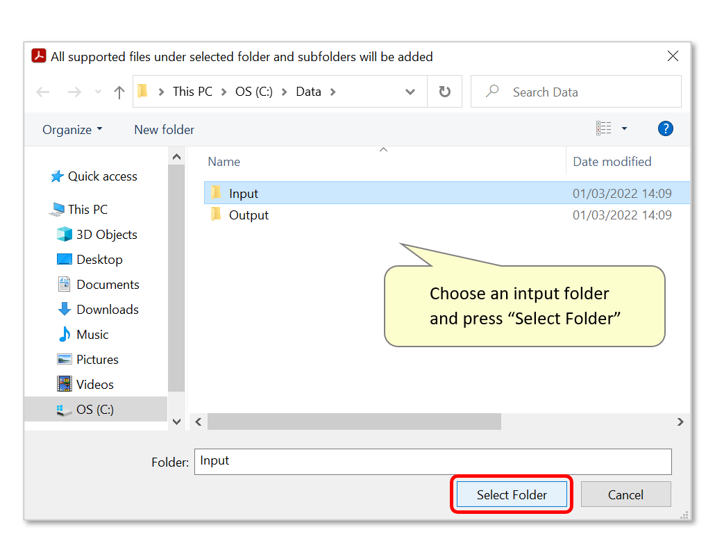select input folder