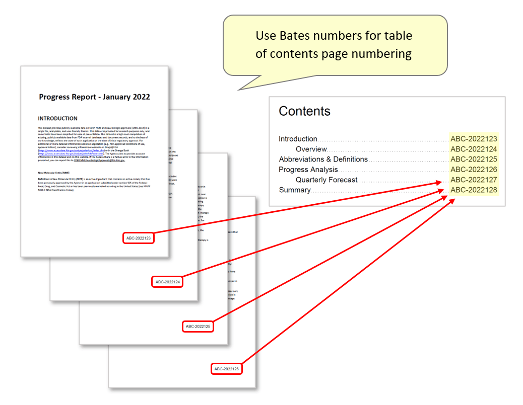 Using Bates Numbers For Page Numbering In PDF Table Of Contents