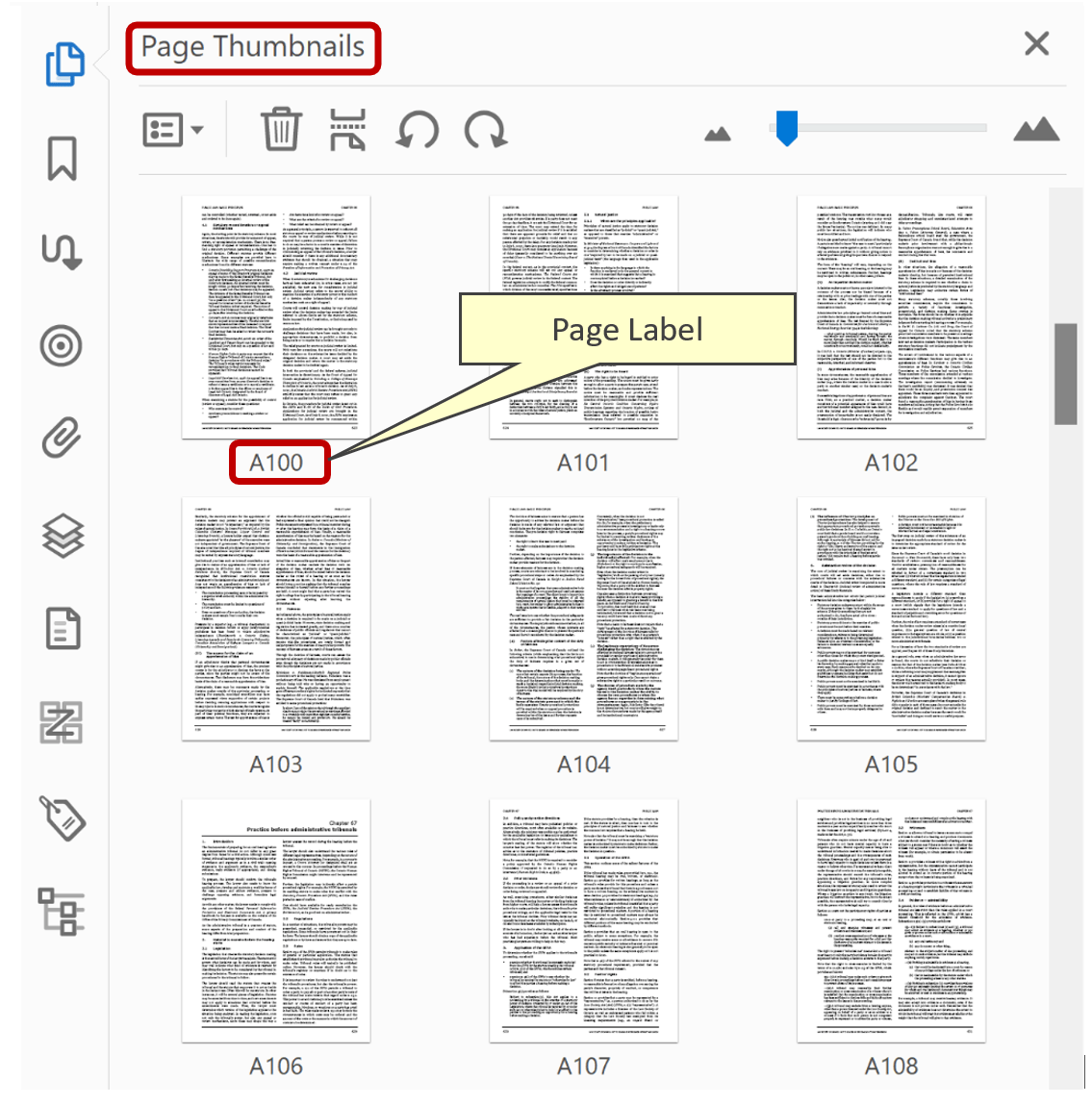 Page labels in the destination document