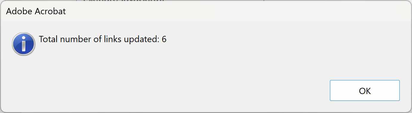 Confirmation dialog with link count