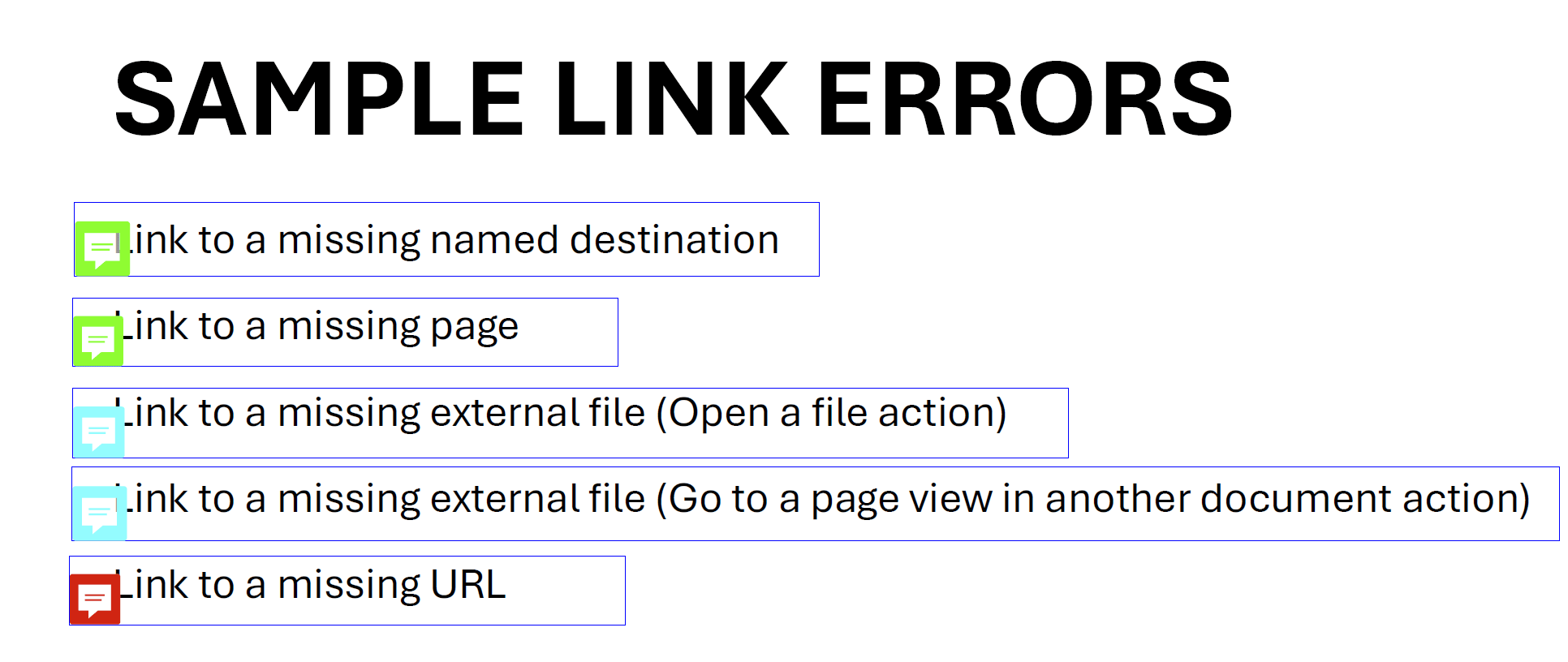 Check resulting link error markup