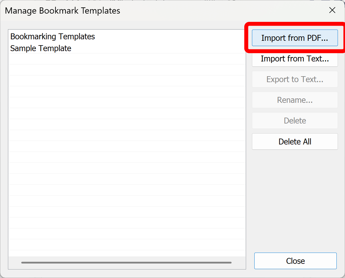 Press Import from PDF button