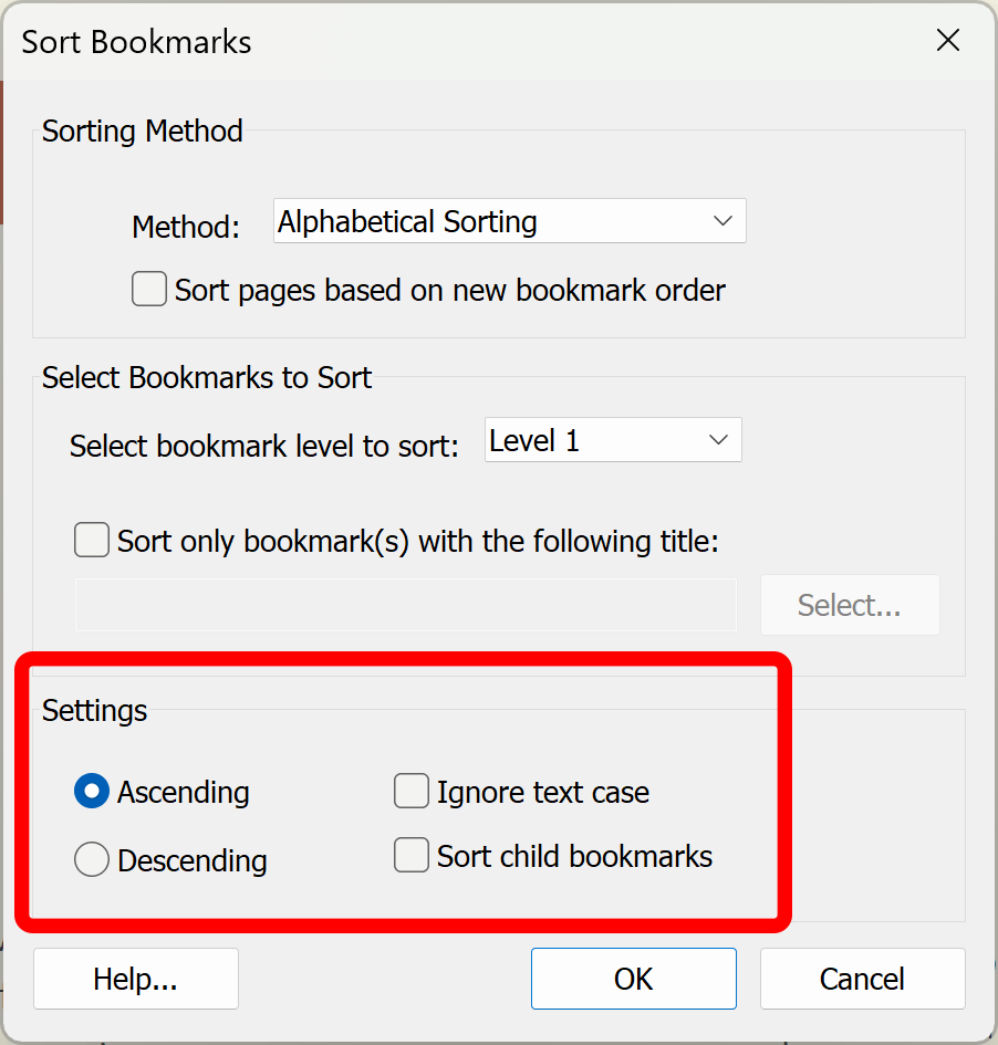 Select sorting order