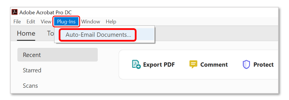 Start AutoDocMail from the menu