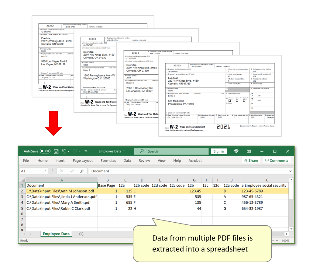 Extract data from multiple PDF files into a spreadsheet