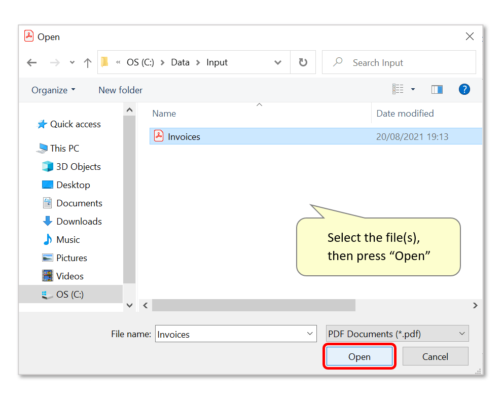 select input files
