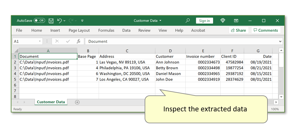 inspect spreadsheet data