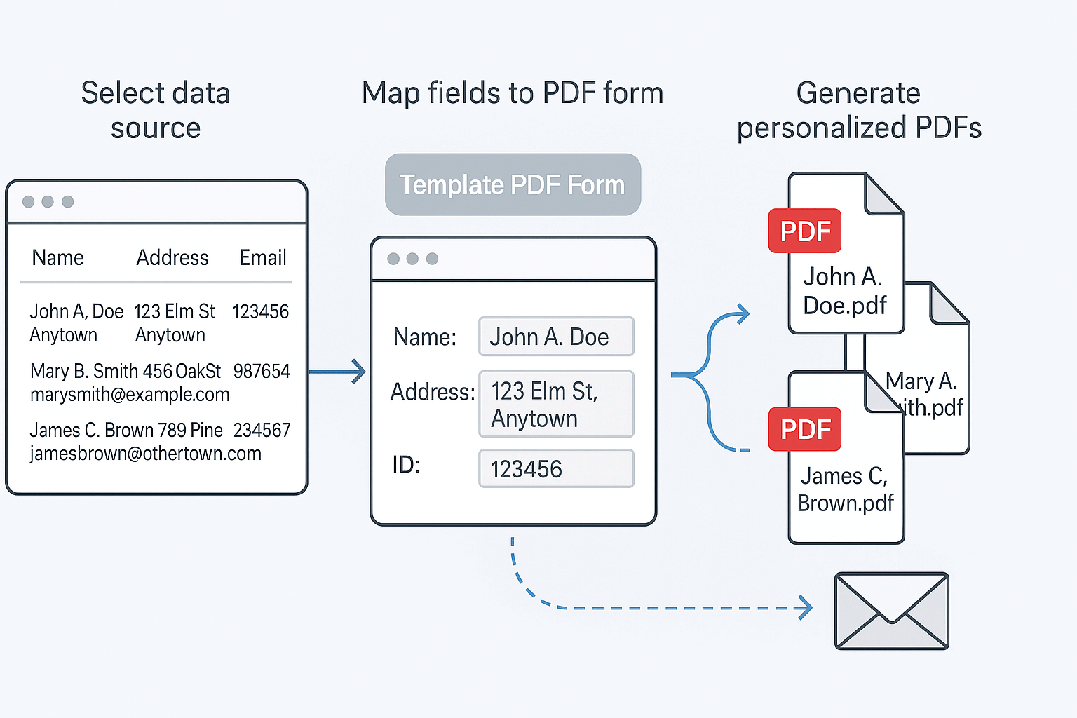 Populate PDF Form Fields with Data Using Mail Merge