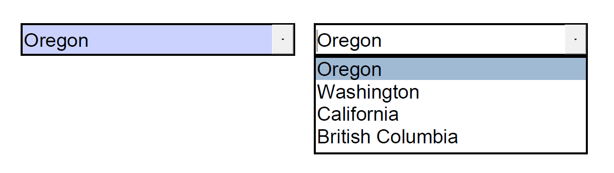 Sample dropdown list in PDF files