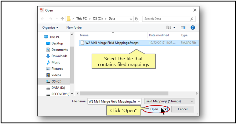 Select fmaps file