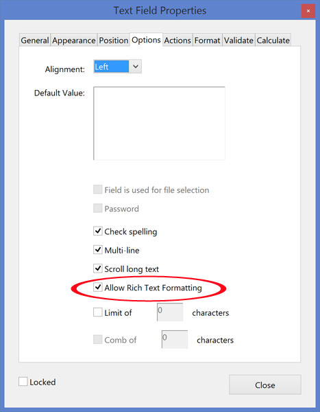 Check Allow Rich Text Formatting Option