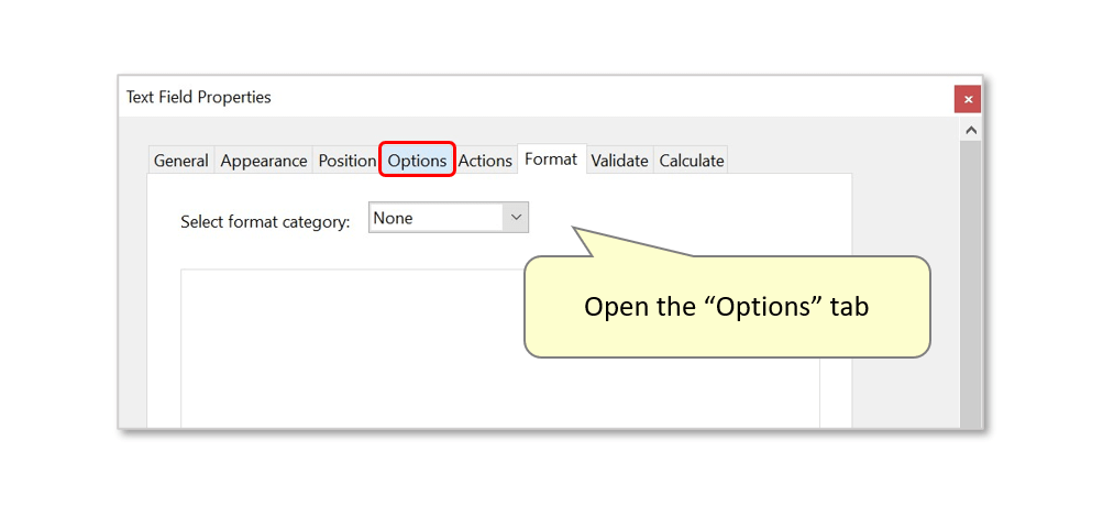 open options tab