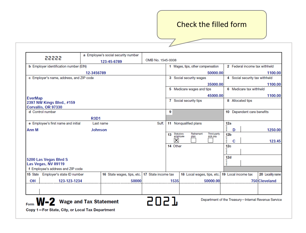 check filled form