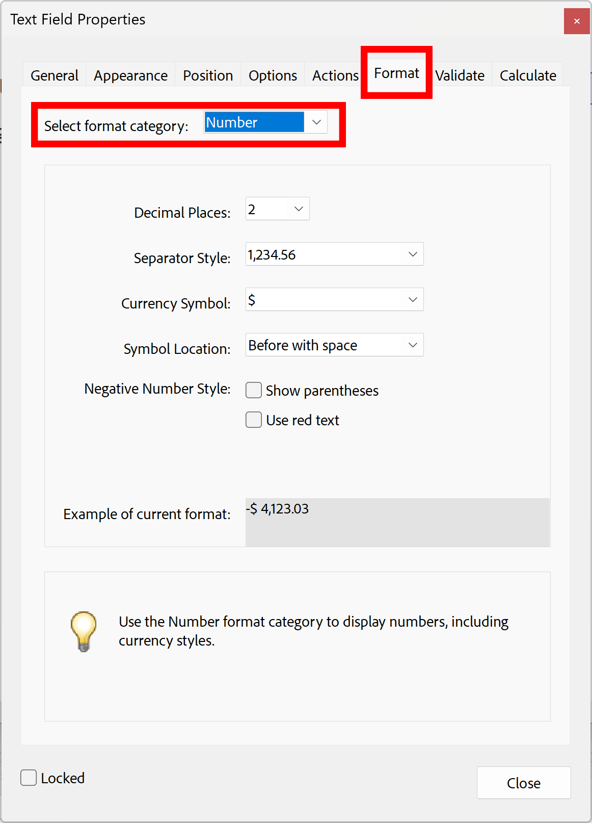 Different field formatting