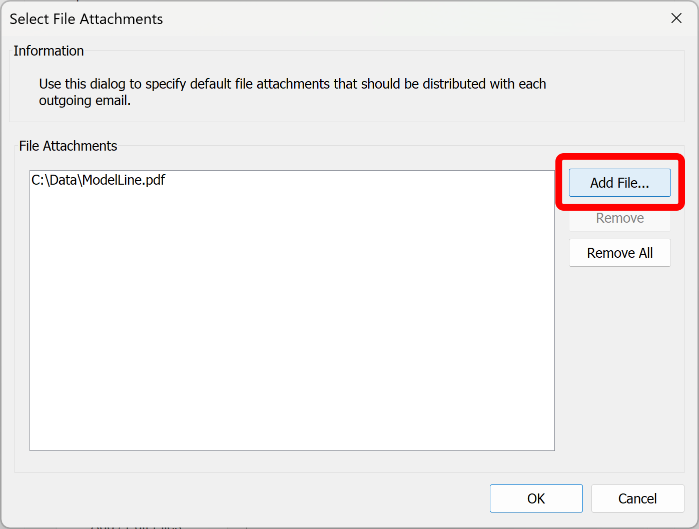 Selecting common file attachments