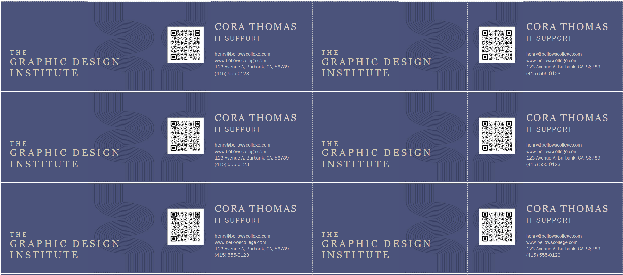 Repeat page content in row and columns