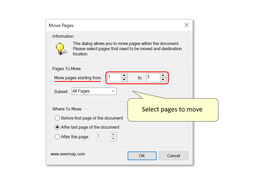 choose pages to move