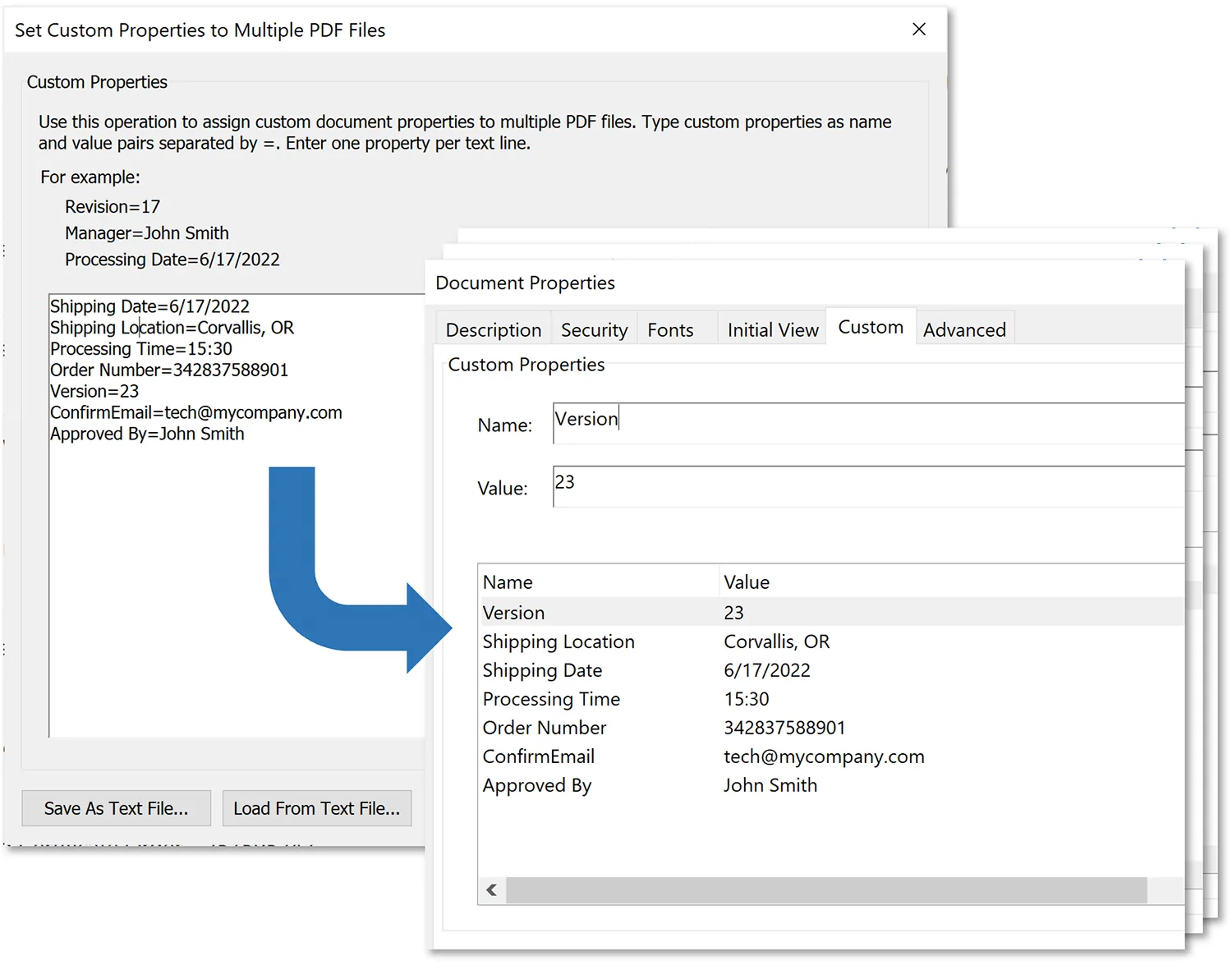 set custom document properties to multiple pdf files