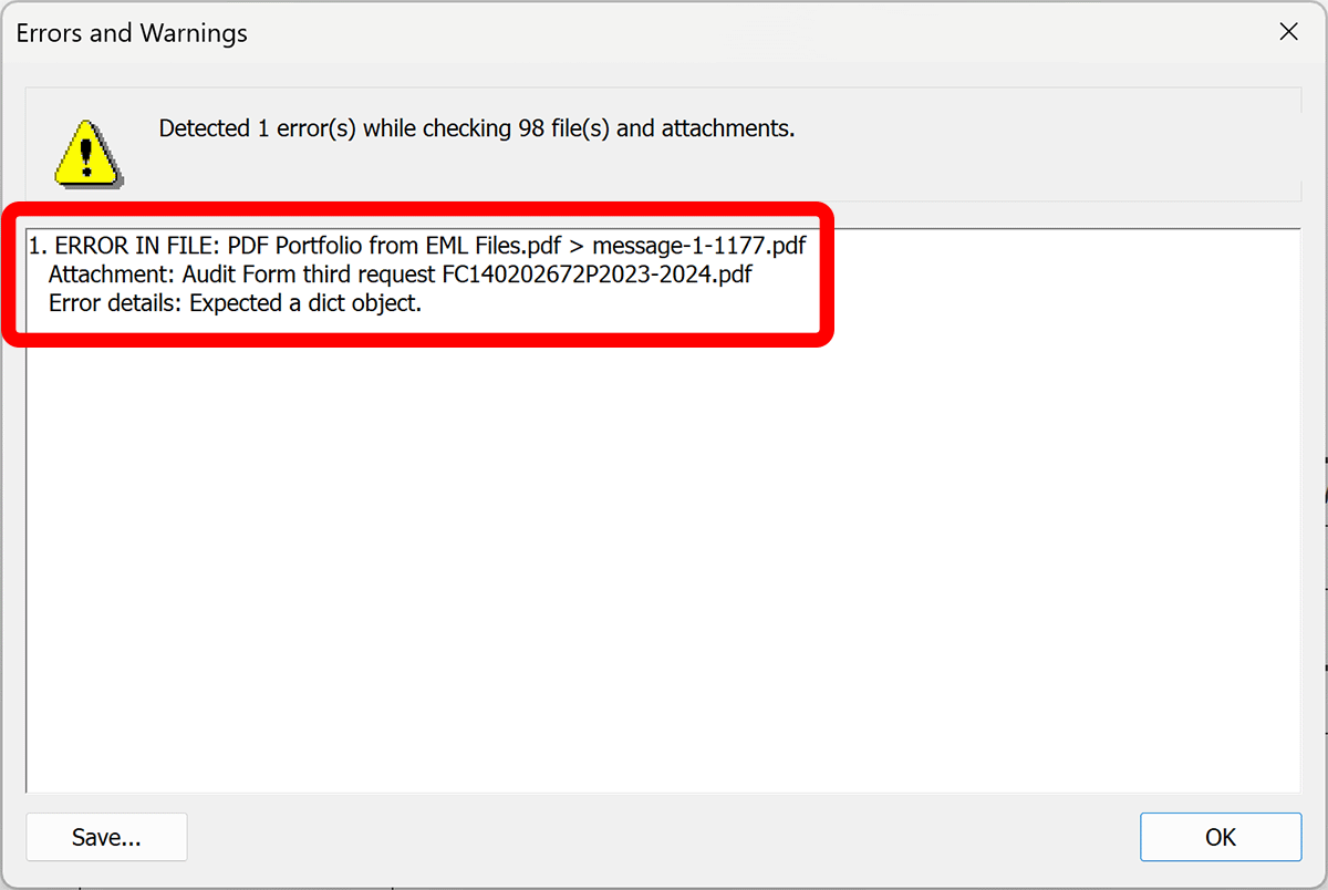 Review file errors