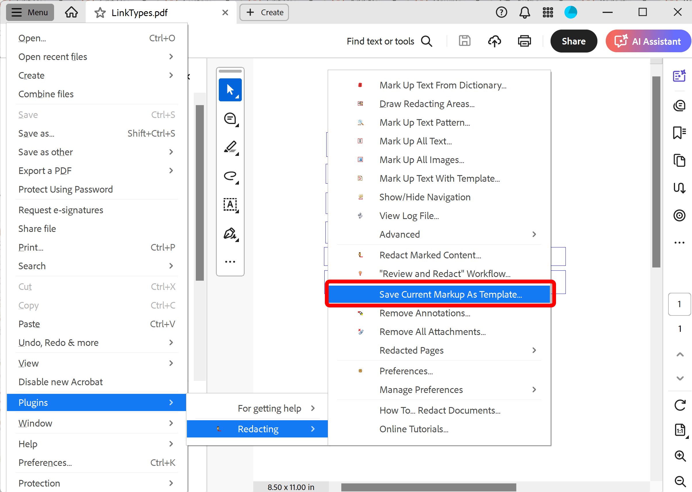 save current markup as a template