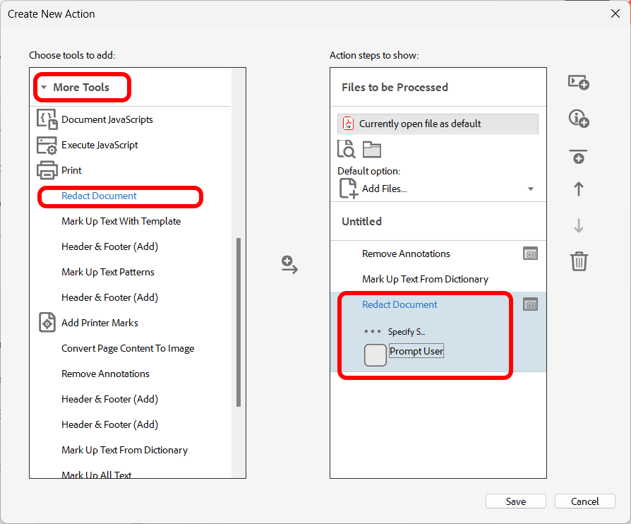 add redact document command
