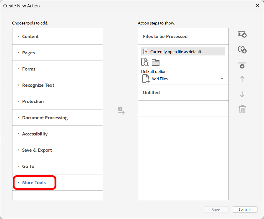 Select more tools category