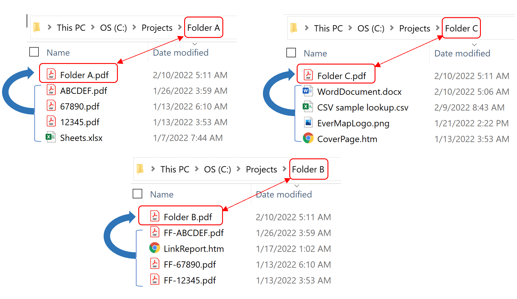 Merge all files in folders into single PDF files
