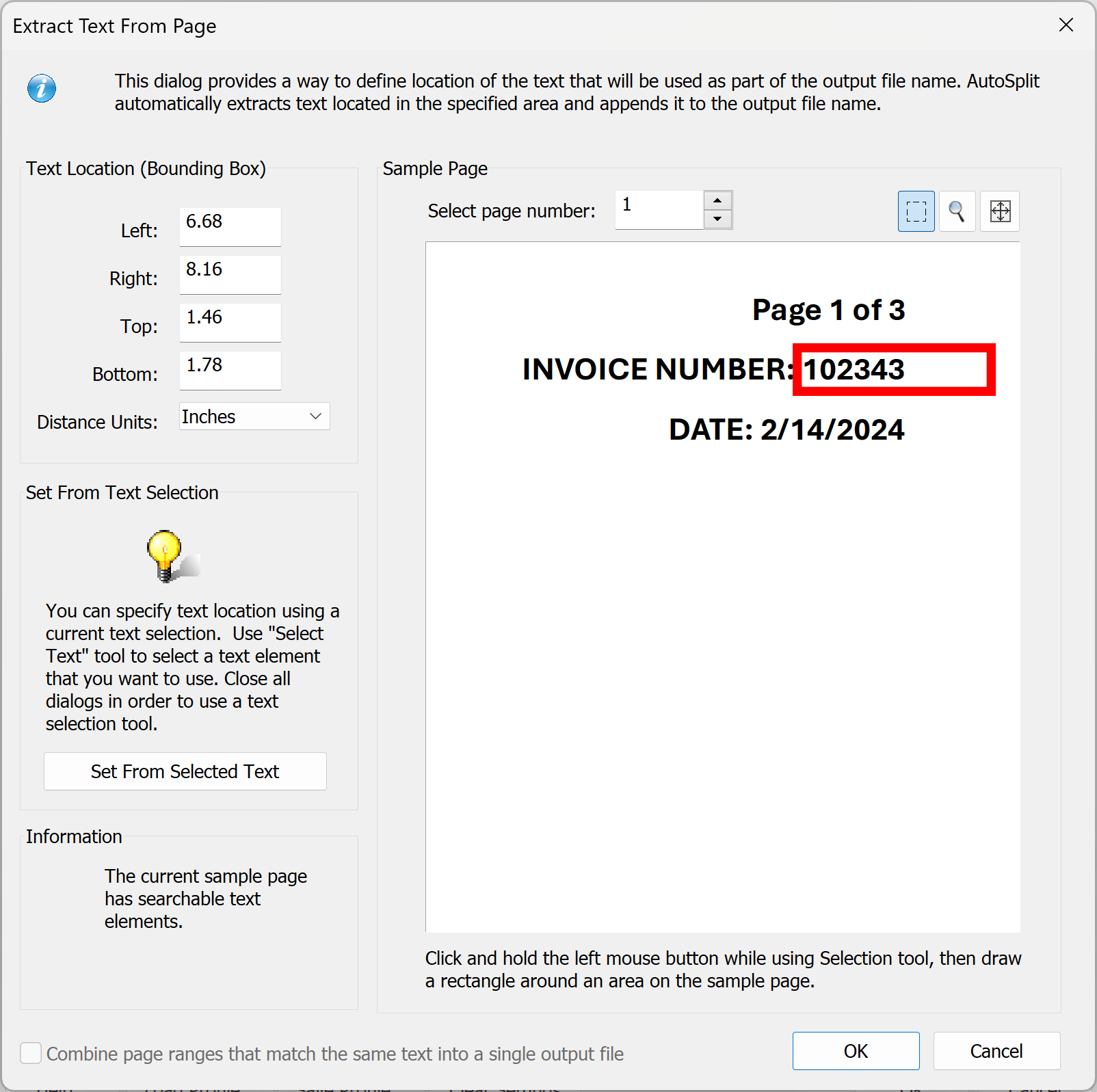 Draw a box around invoice number