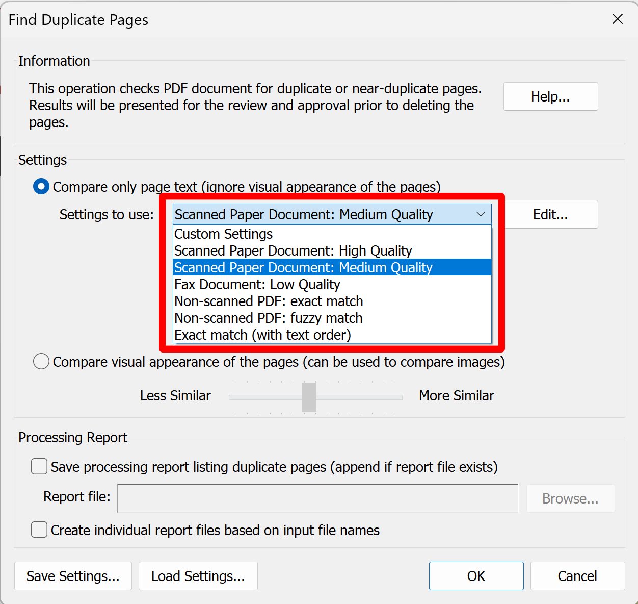 Select predefined settings to use