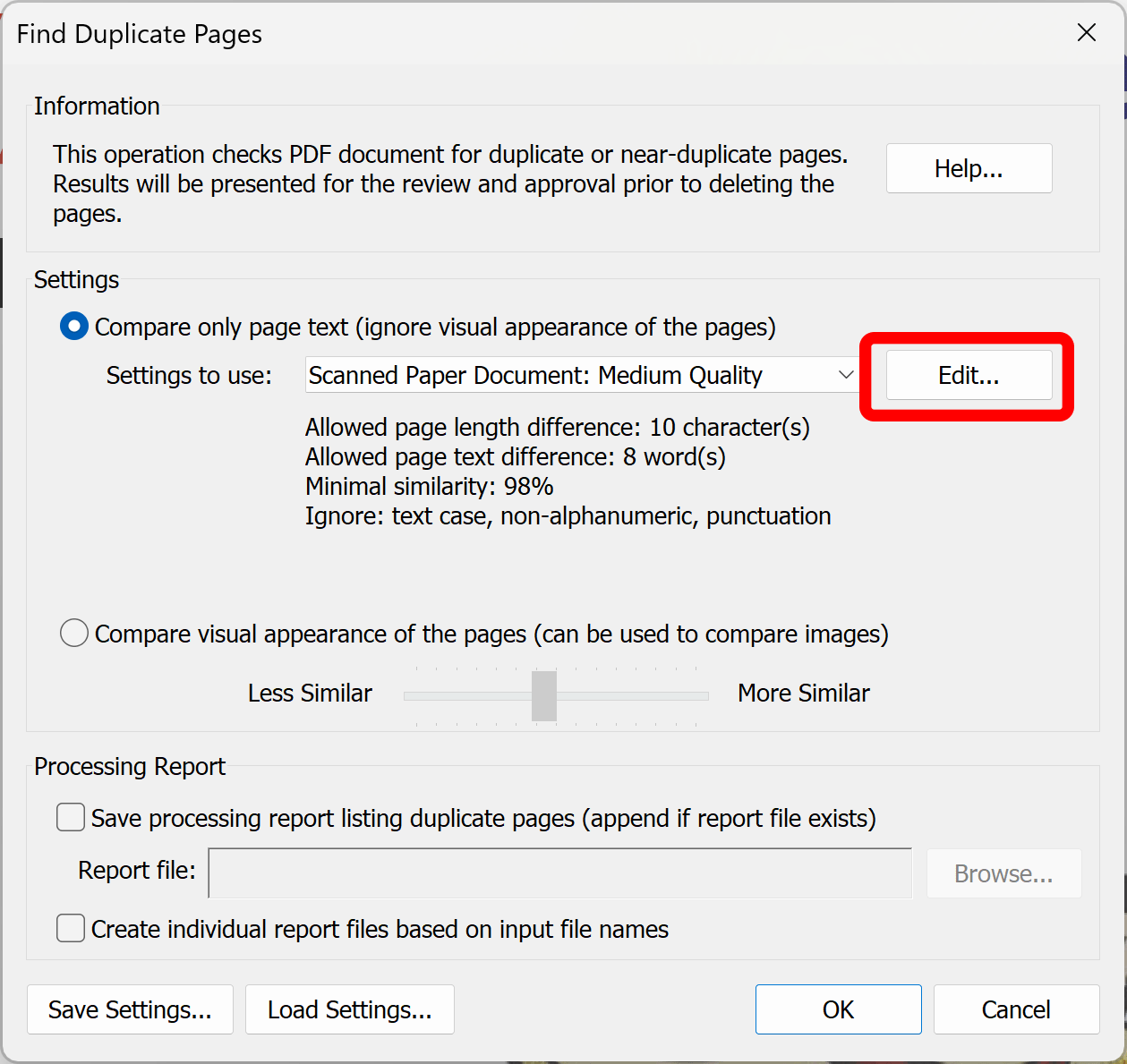 Click Edit settings button