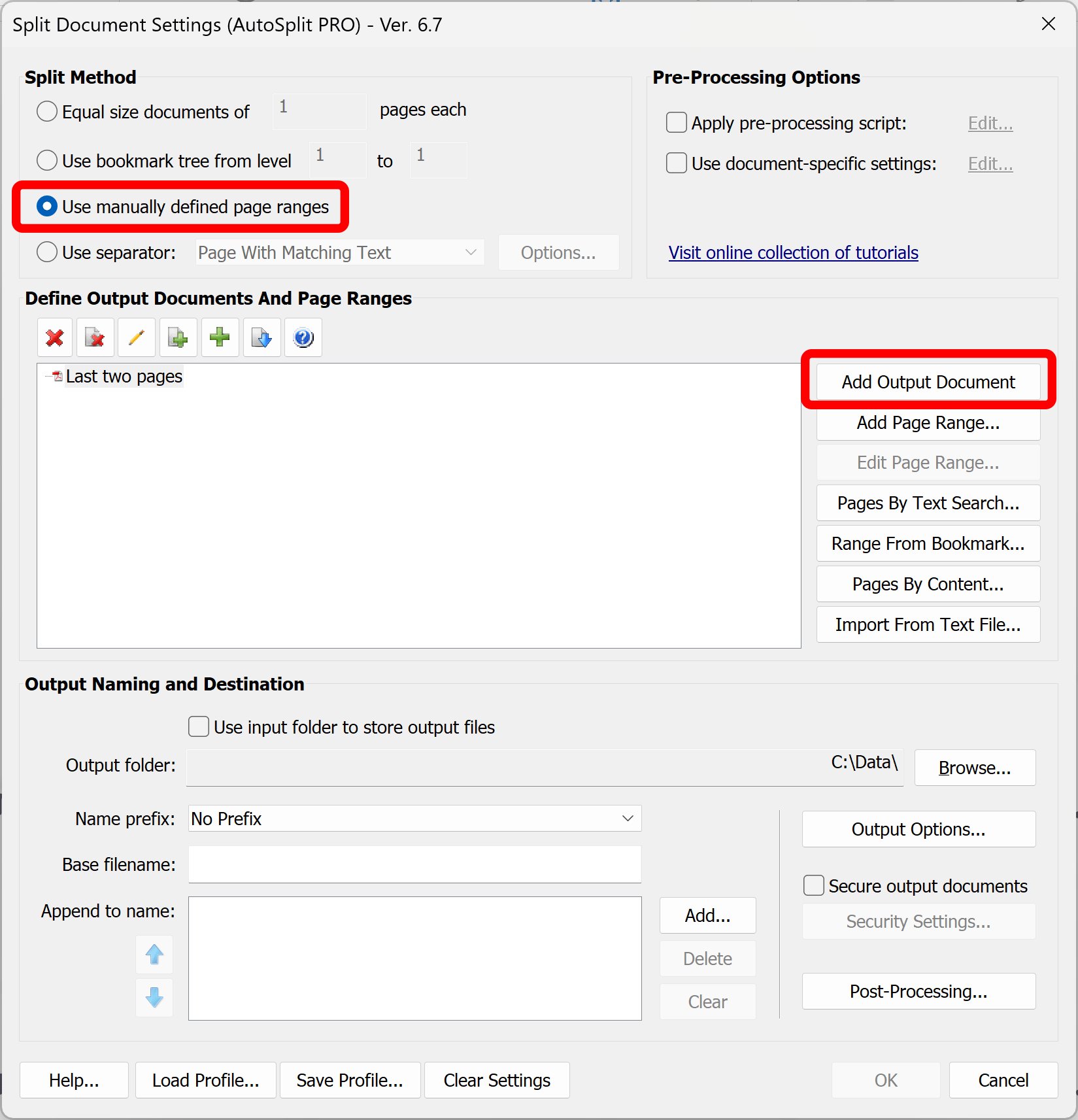add output document