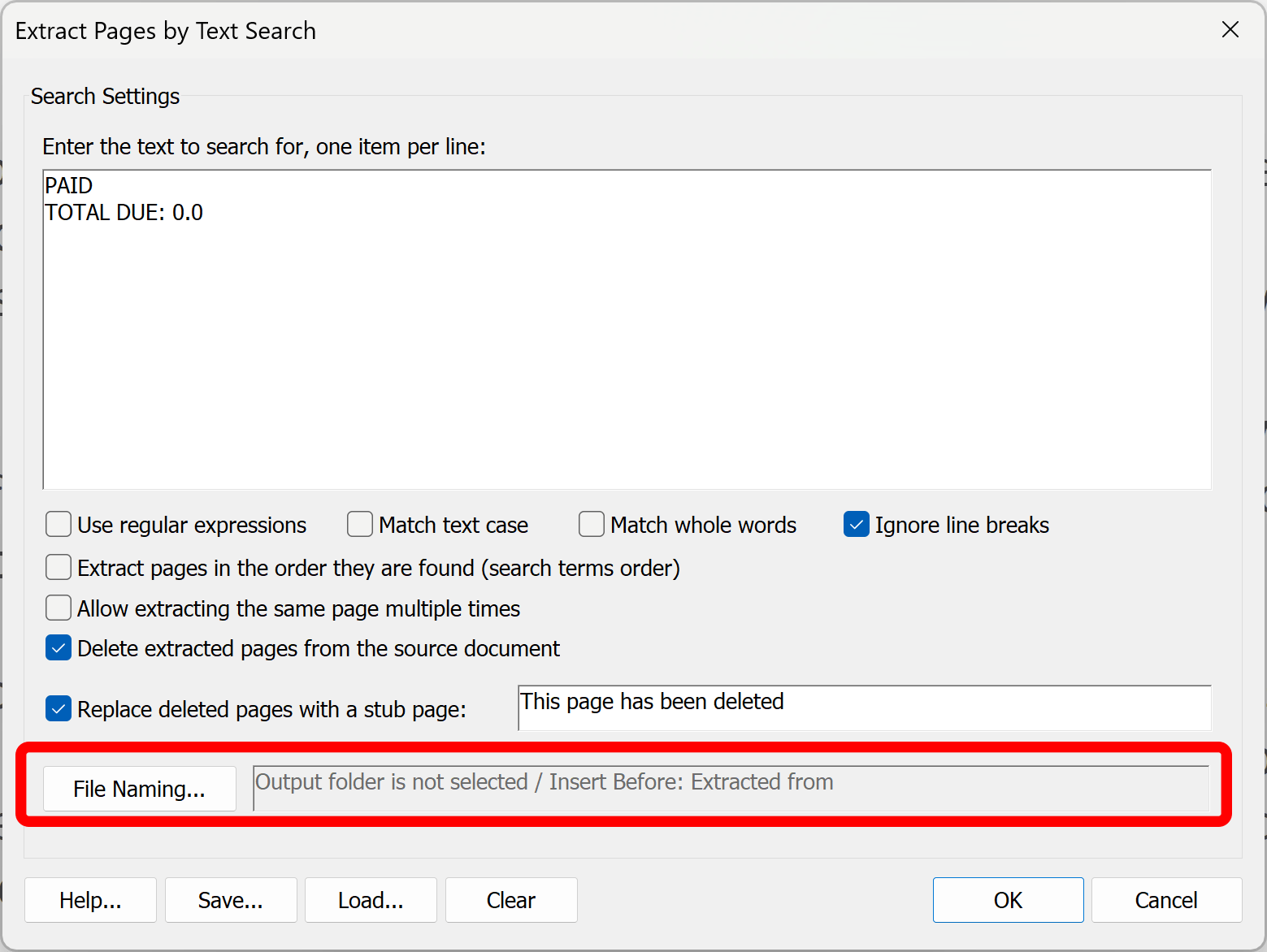 Press File Naming button