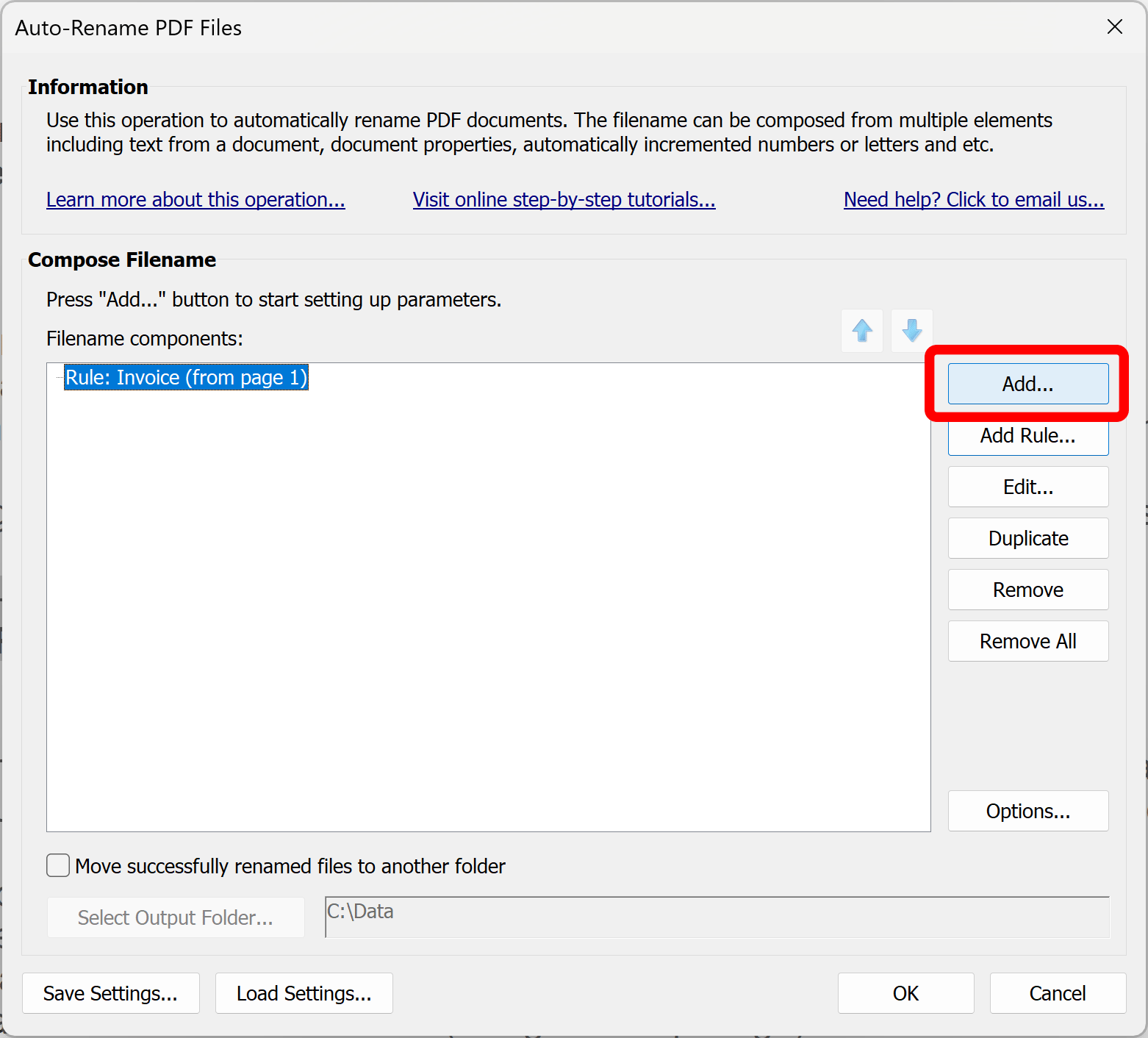 Add file name component
