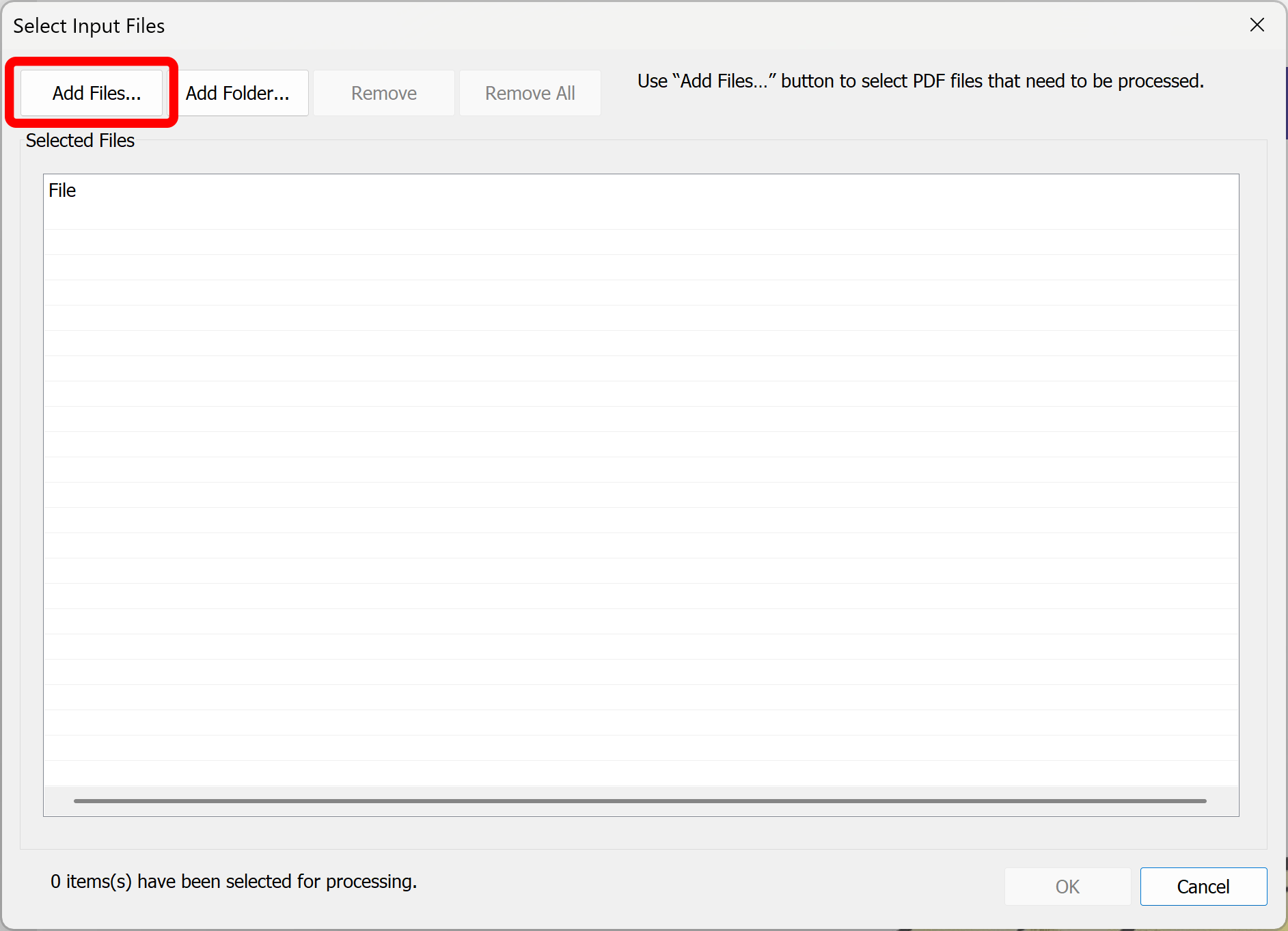 add input files