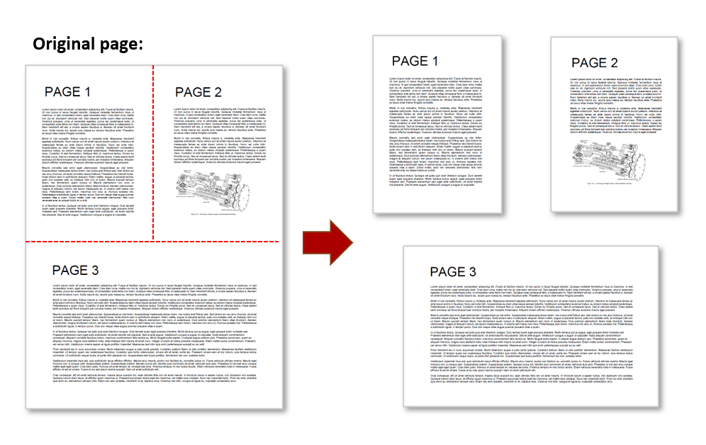 How do I split a 1 page PDF into 2 pages?