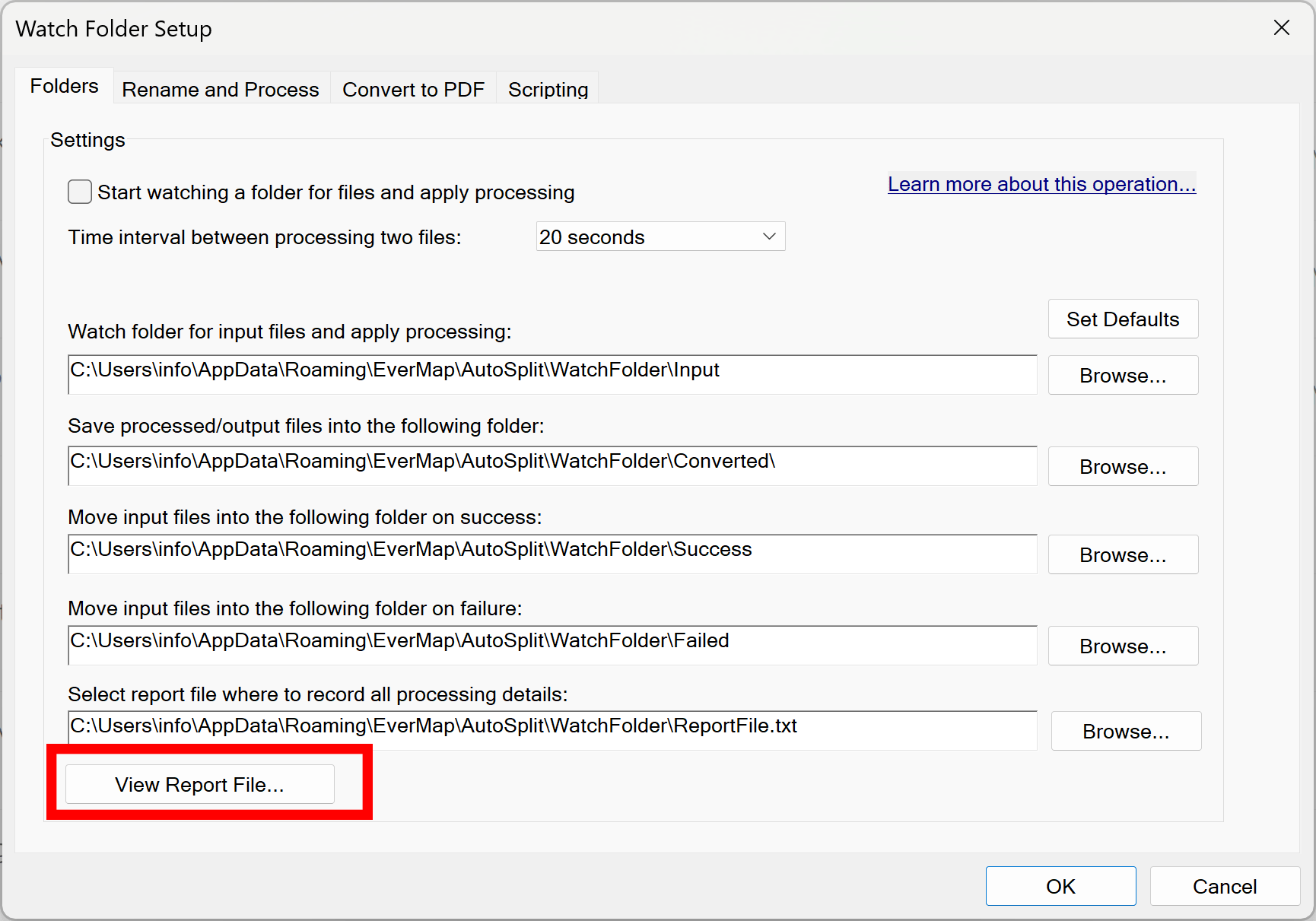 View processing log